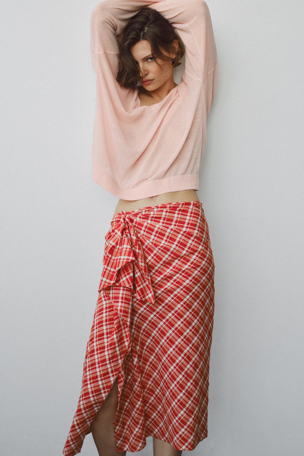 ЮБКА МИДИ В КЛЕТКУ — коллекция Zara «ZW»
