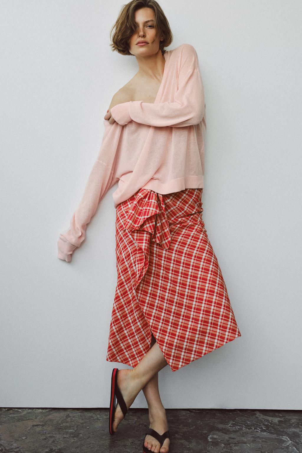 ЮБКА МИДИ В КЛЕТКУ — коллекция Zara «ZW»