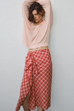 Юбка миди в клетку — коллекция Zara «Zw»- Заказать в России
