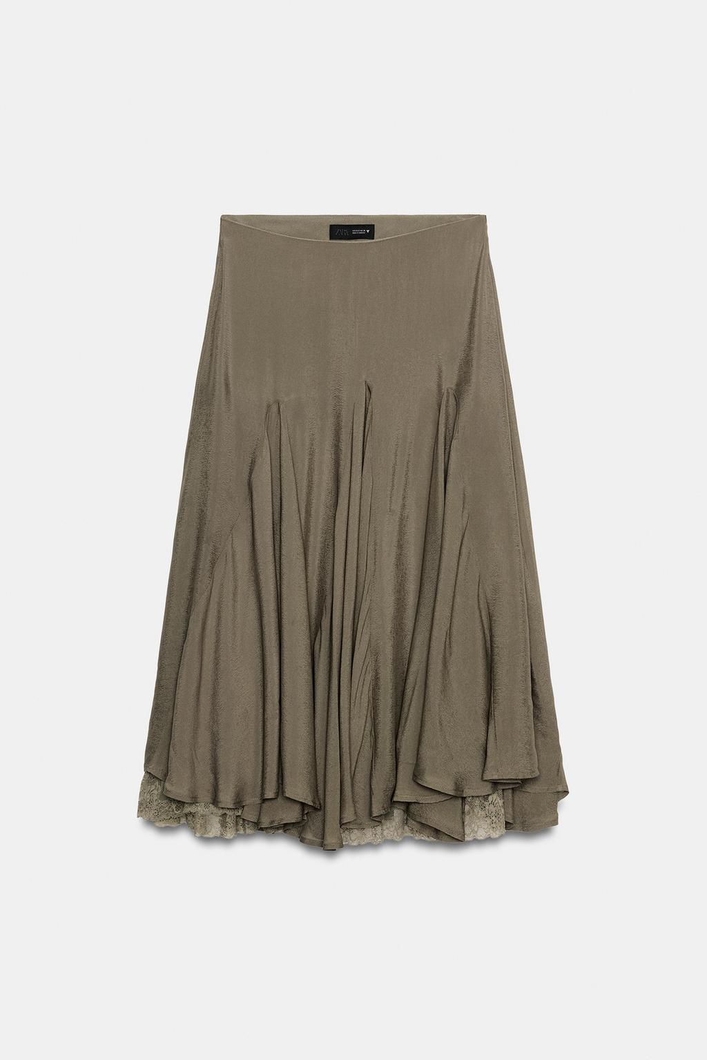 ЮБКА ГОДЕ ИЗ СТРУЯЩЕЙСЯ ТКАНИ С КРУЖЕВОМ