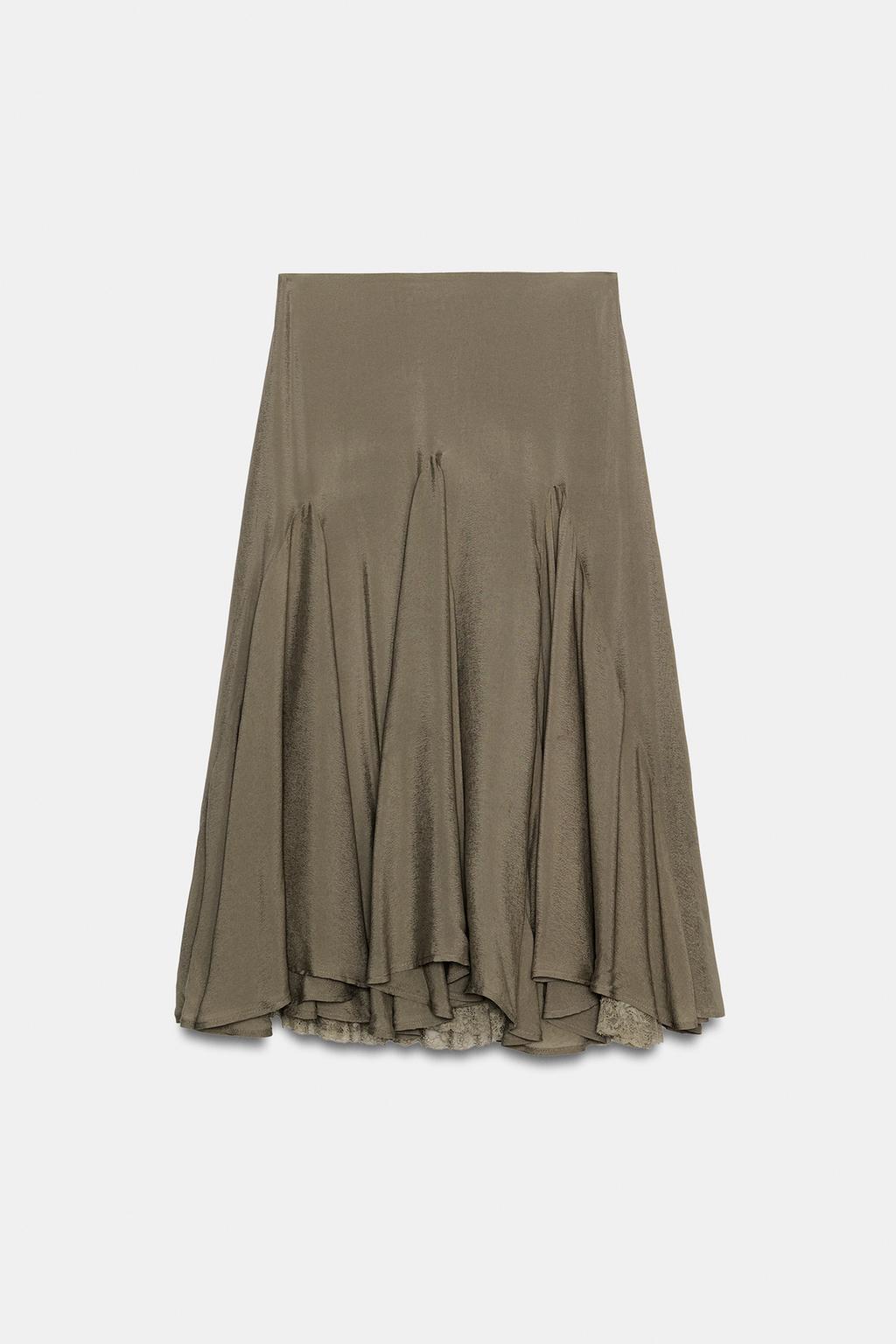 ЮБКА ГОДЕ ИЗ СТРУЯЩЕЙСЯ ТКАНИ С КРУЖЕВОМ