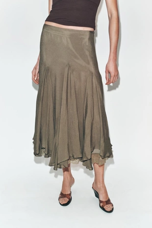 Юбка годе из струящейся ткани с кружевом- Заказать в России