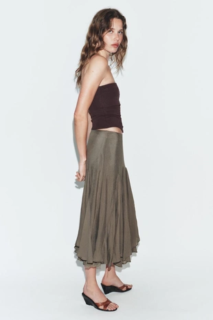 Юбка годе из струящейся ткани с кружевом- Заказать в России