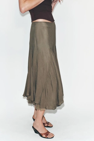 Юбка годе из струящейся ткани с кружевом- Заказать в России