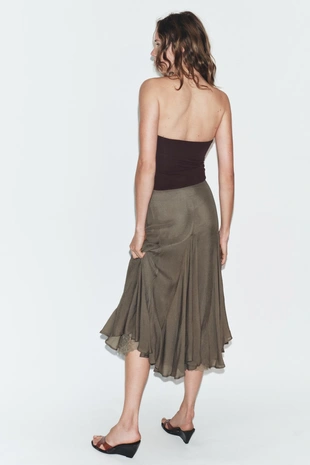 Юбка годе из струящейся ткани с кружевом- Заказать в России