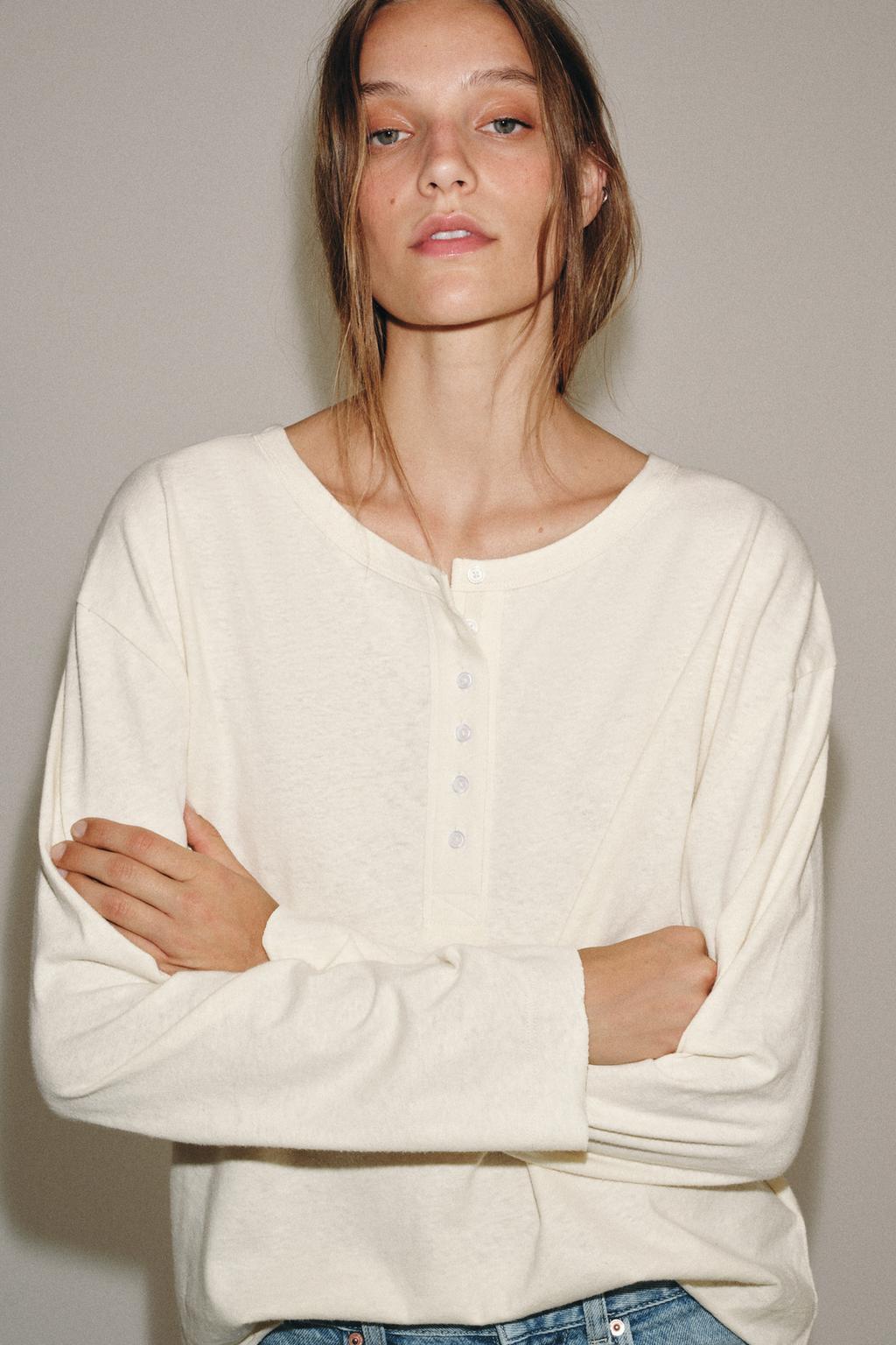 ФУТБОЛКА В СТИЛЕ РУСТИК С ВОРОТНИКОМ НА ПУГОВИЦАХ