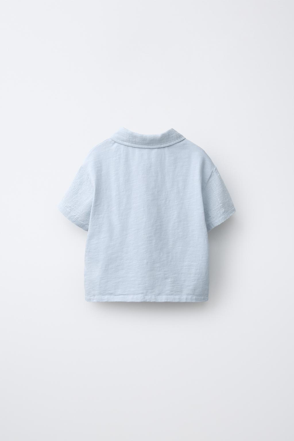 РУБАШКА С ВОРОТНИКОМ ПОЛО И КОМБИНИРОВАННОЙ ТЕКСТУРОЙ