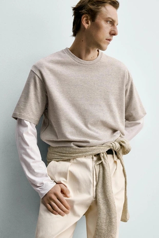 Футболка свободного кроя в полоску- Заказать в России