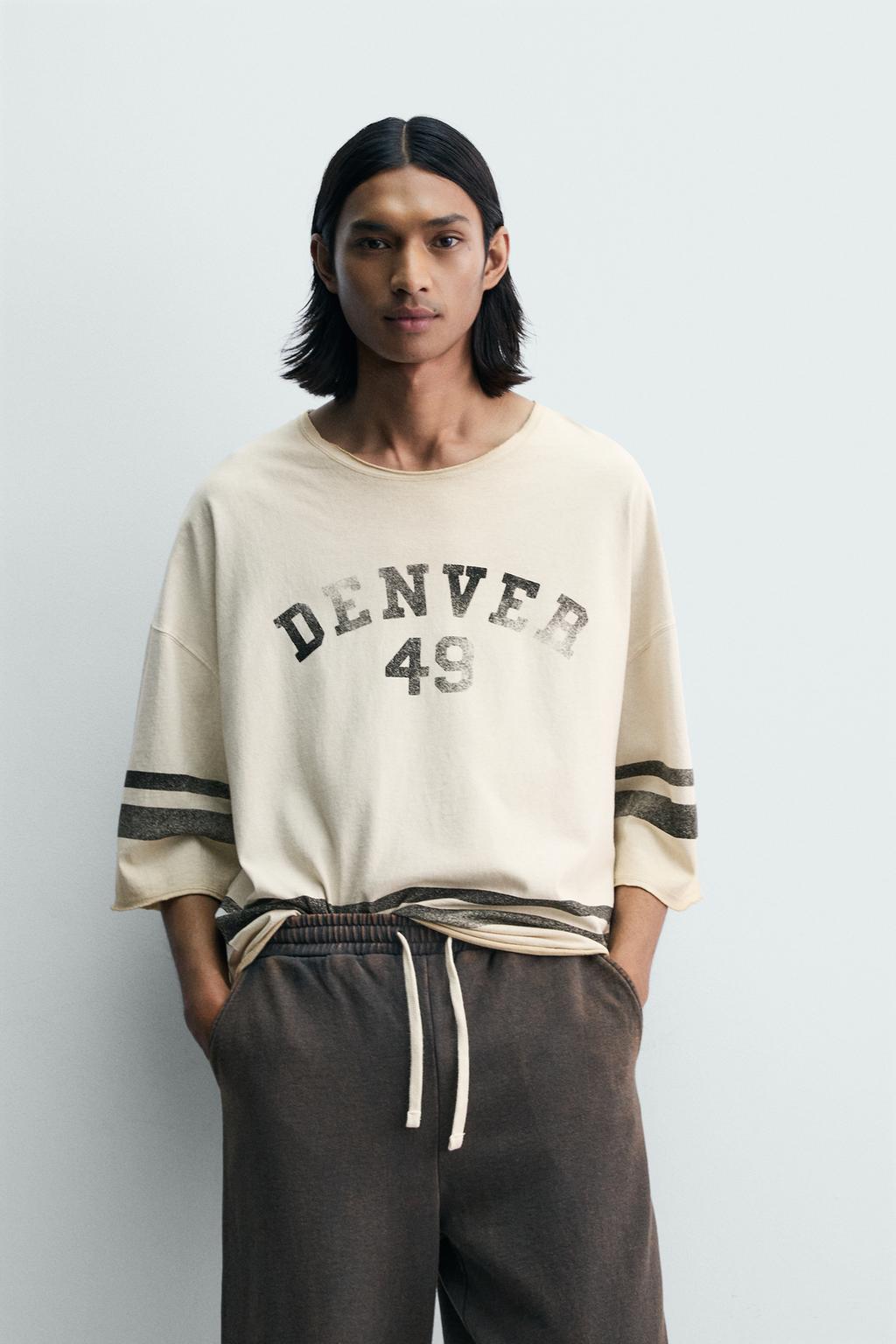 ФУТБОЛКА СВОБОДНОГО КРОЯ С ЭФФЕКТОМ ВИНТАЖНОЙ ПОТЕРТОСТИ