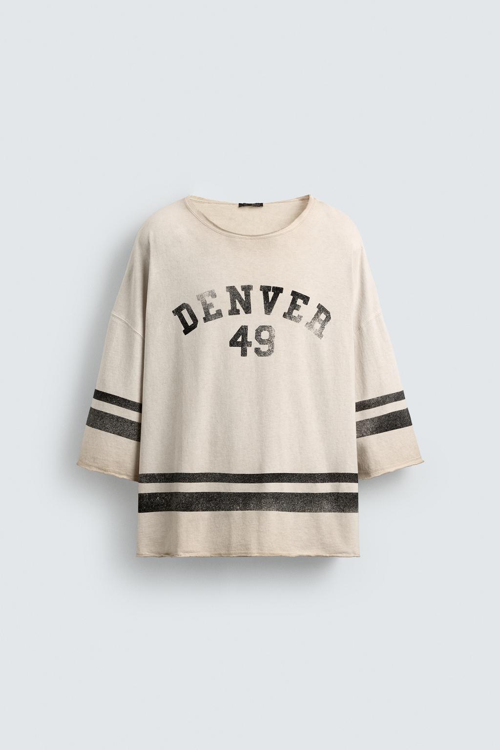 ФУТБОЛКА СВОБОДНОГО КРОЯ С ЭФФЕКТОМ ВИНТАЖНОЙ ПОТЕРТОСТИ