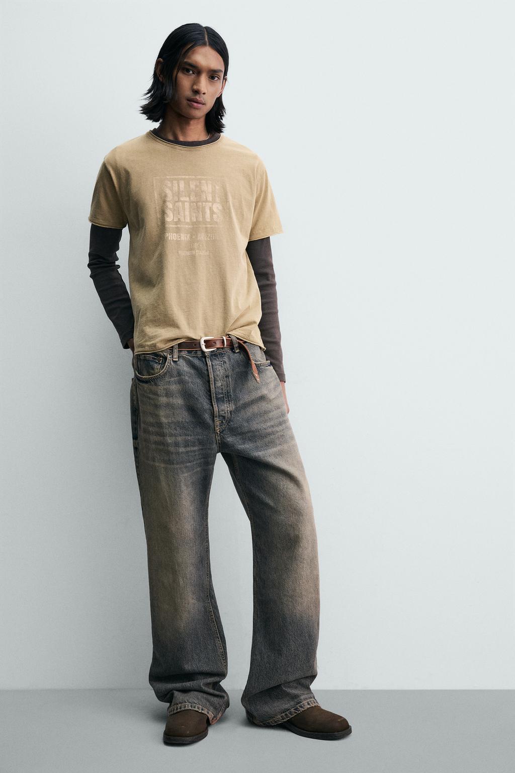 ФУТБОЛКА С НАДПИСЬЮ И ЭФФЕКТОМ ПОТЕРТОСТИ