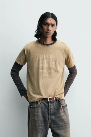 Футболка с надписью и эффектом потертости- Заказать в России