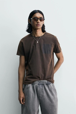 Футболка с надписью и эффектом потертости- Заказать в России