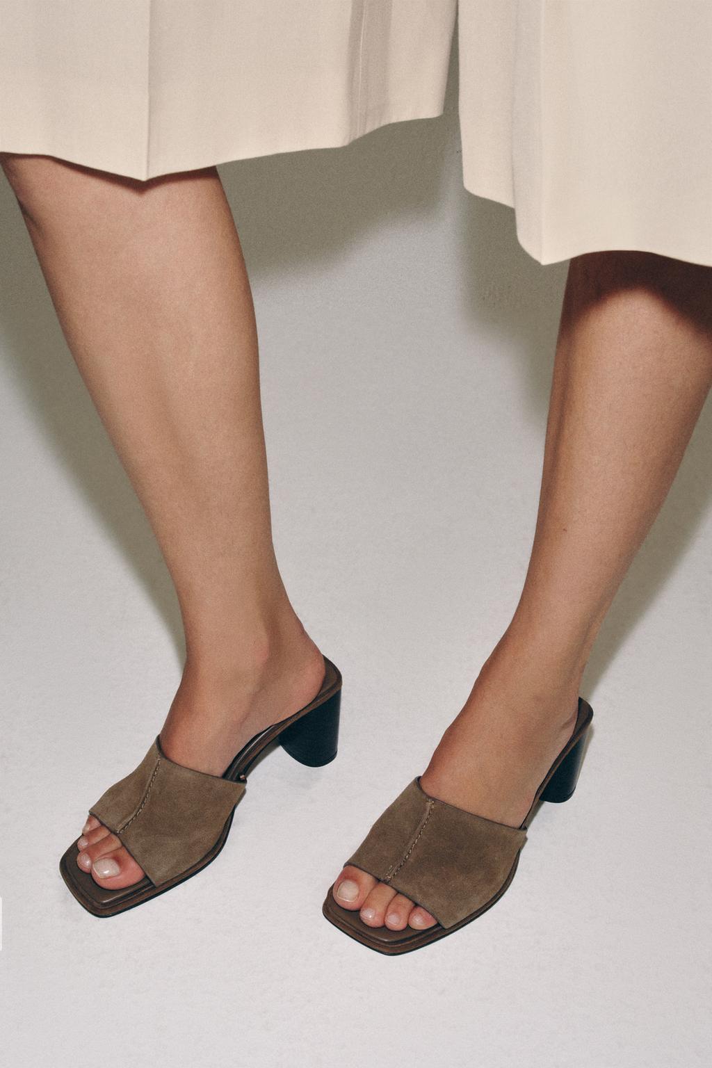 БОСОНОЖКИ НА КАБЛУКЕ ИЗ ЗАМШИ