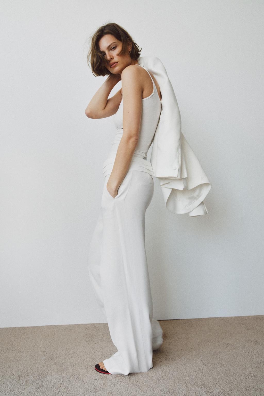 БРЮКИ ИЗ СМЕСОВОГО ЛЬНА С ПОЯСОМ-КОРСЕТОМ — ZW COLLECTION