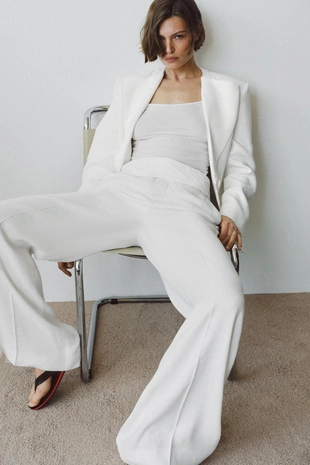 Брюки из смесового льна с поясом-корсетом — Zw Collection- Заказать в России