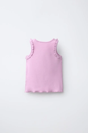 Футболка в рубчик без рукавов с вышивкой