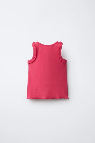 Футболка в рубчик без рукавов с вышивкой