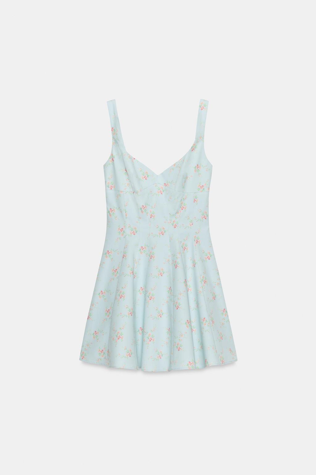 КОРОТКОЕ ПЛАТЬЕ ИЗ ПОПЛИНА С ЦВЕТОЧНЫМ ПРИНТОМ