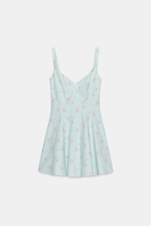 Короткое платье из поплина с цветочным принтом- Заказать в России