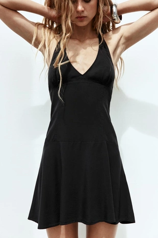 Мини-платье халтер свободного кроя- Заказать в России