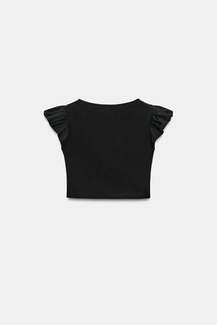 Футболка с воланами и короткими рукавами- Заказать в России