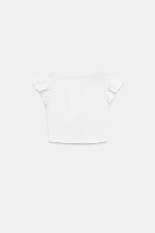 Футболка с короткими рукавами и воланами- Заказать в России