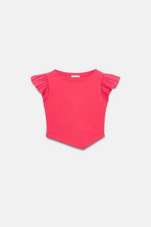 Футболка с воланами и короткими рукавами