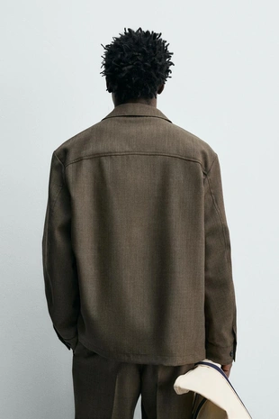 Куртка-рубашка классического кроя из 100% шерсти- Заказать в России