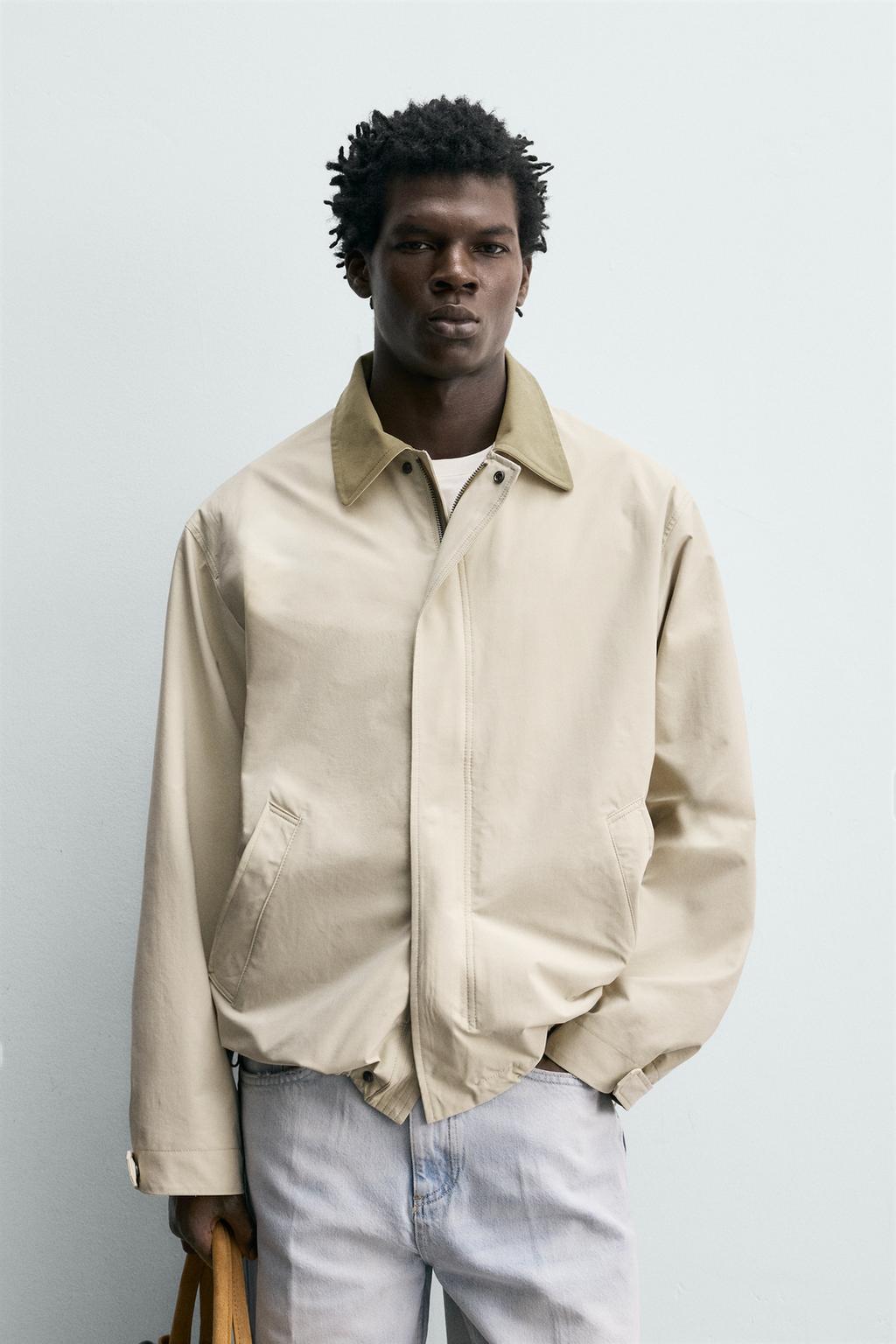 КУРТКА ИЗ ВЫСОКОТЕХНОНОЛОГИЧНОЙ ТКАНИ С КОНТРАСТНЫМ ВОРОТНИКОМ