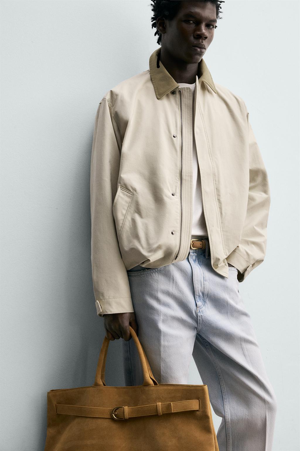 КУРТКА ИЗ ВЫСОКОТЕХНОНОЛОГИЧНОЙ ТКАНИ С КОНТРАСТНЫМ ВОРОТНИКОМ