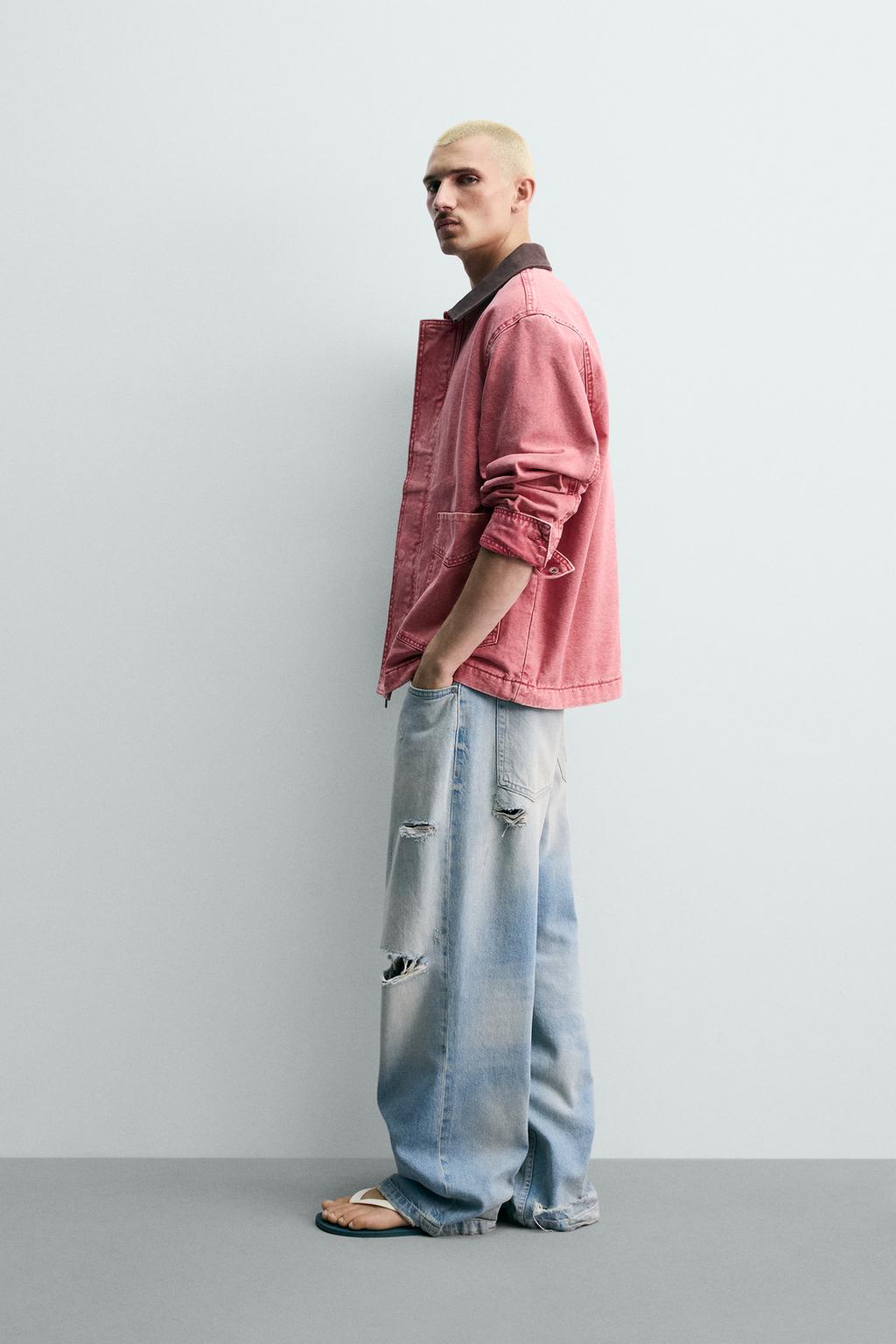 КУРТКА СВОБОДНОГО КРОЯ С КОНТРАСТНЫМ ВОРОТНИКОМ