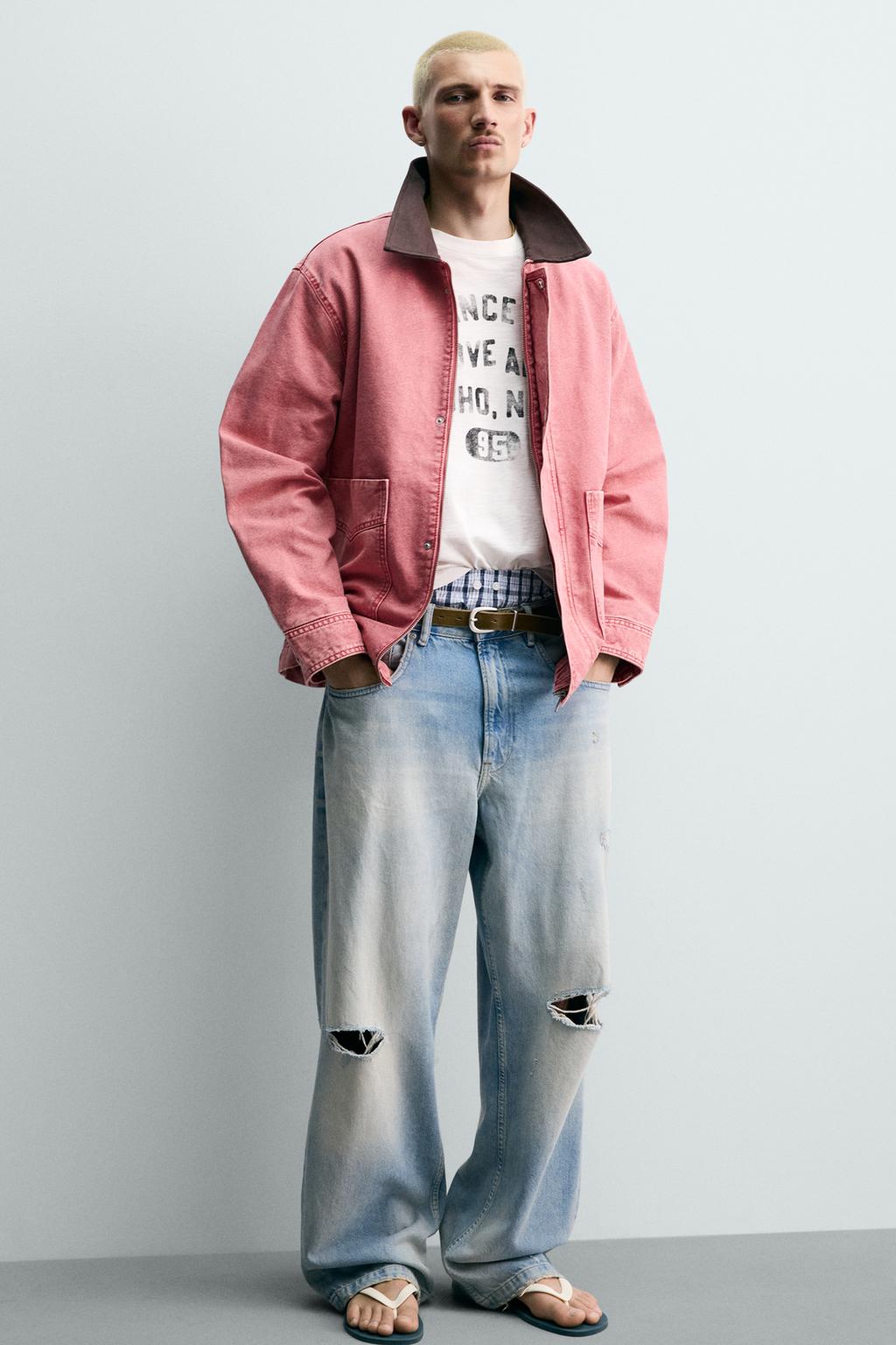 КУРТКА СВОБОДНОГО КРОЯ С КОНТРАСТНЫМ ВОРОТНИКОМ