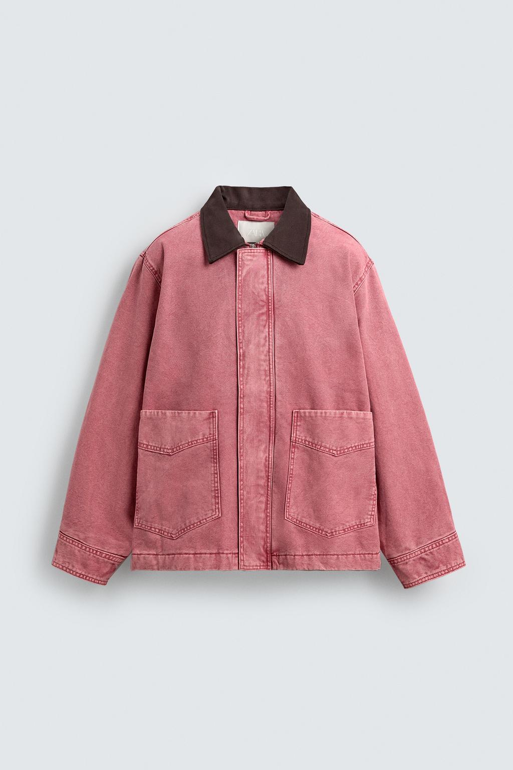 КУРТКА СВОБОДНОГО КРОЯ С КОНТРАСТНЫМ ВОРОТНИКОМ