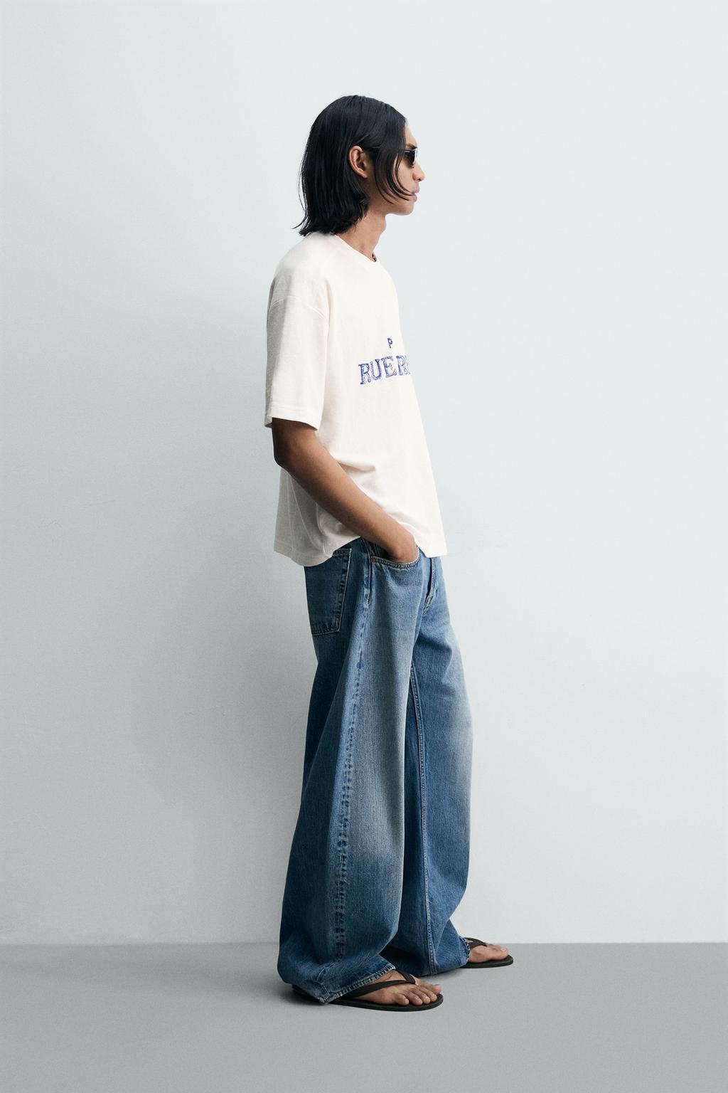 ФУТБОЛКА СВОБОДНОГО КРОЯ С ВЫШИТОЙ НАДПИСЬЮ