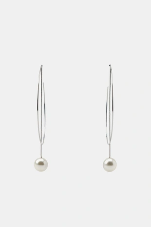 Макси-серьги-кольца с искусственным жемчугом- Заказать в России