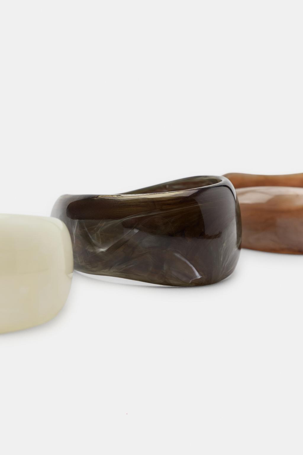 НАБОР ИЗ 3 ЖЕСТКИХ БРАСЛЕТОВ ИЗ СМОЛЫ