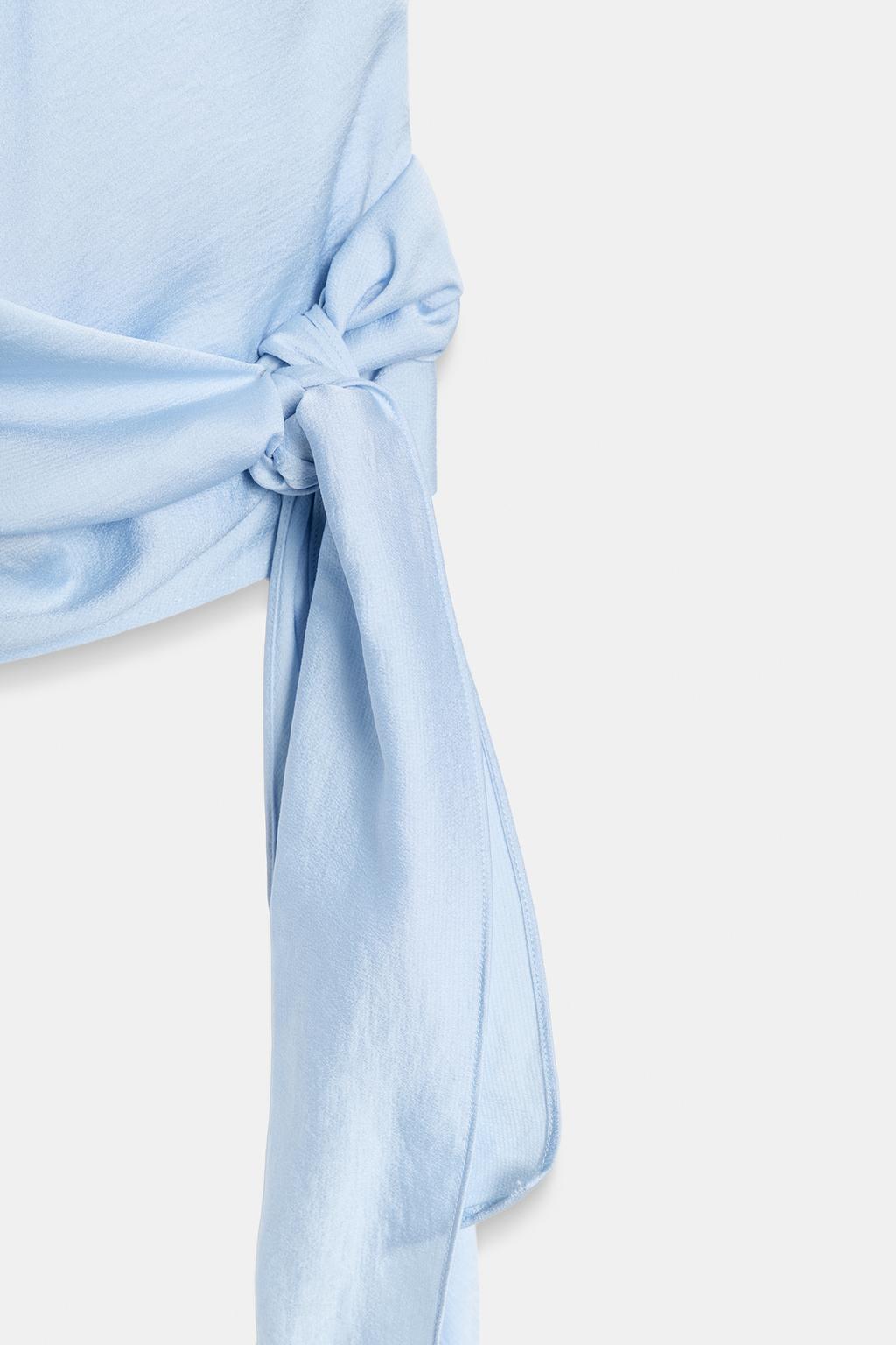 АТЛАСНЫЙ ТОП С БАНТОМ И ПОДПЛЕЧНИКАМИ