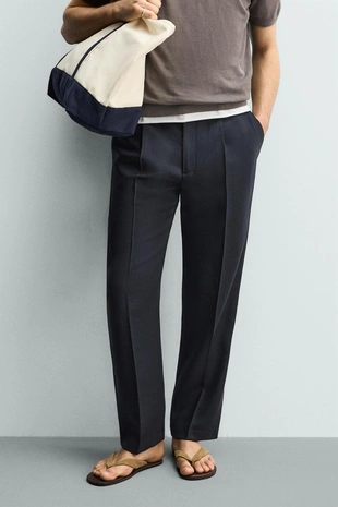 Брюки Regular Fit из 100% шерсти- Заказать в России