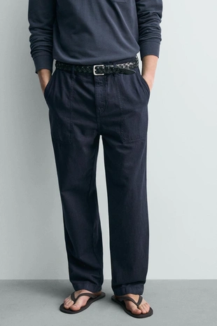 Брюки Straight Fit с эффектом потертости- Заказать в России