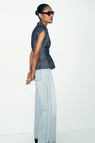 Приталенная рубашка из смесового льна- Заказать в России