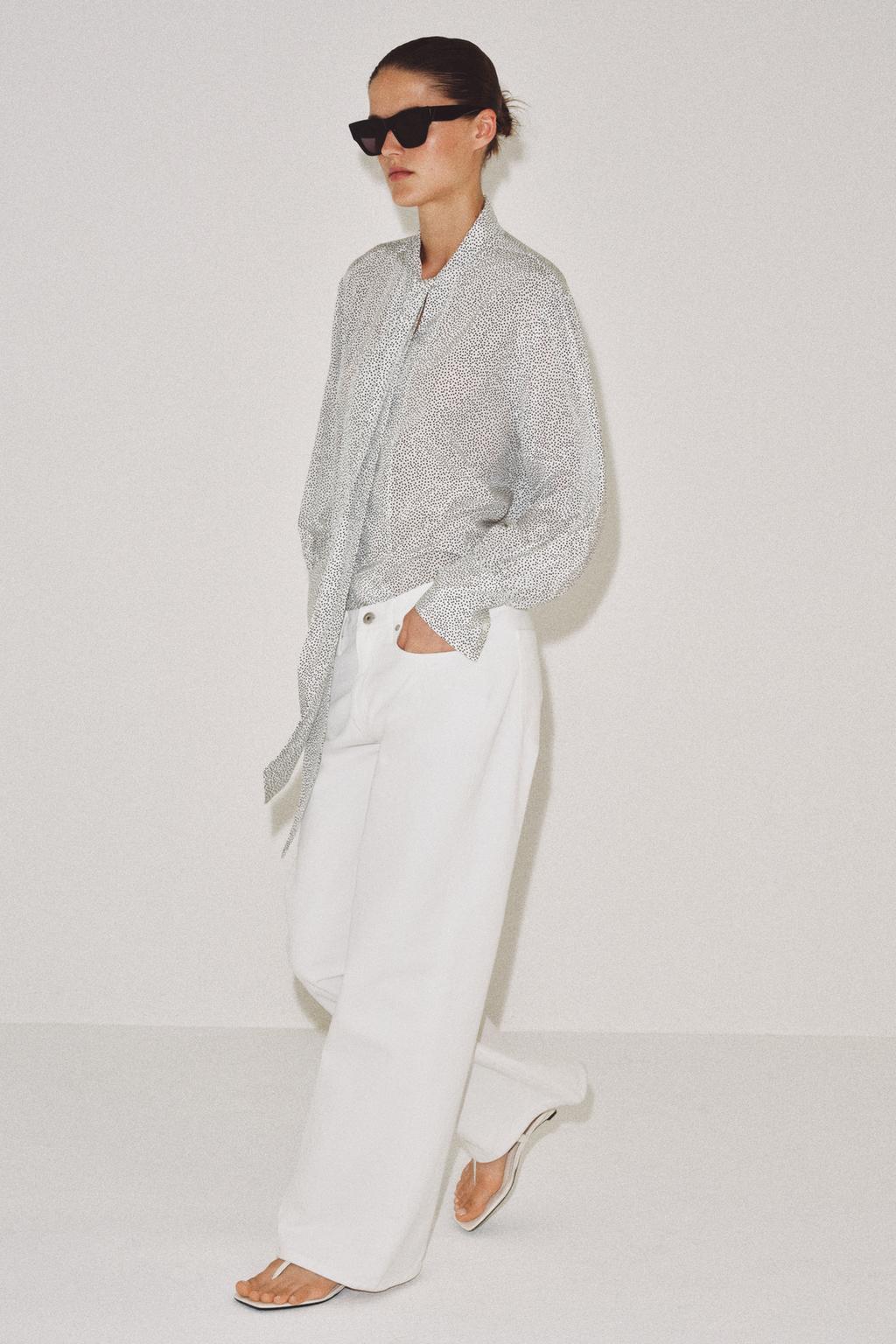 РУБАШКА В ГОРОШЕК С ЗАВЯЗКАМИ — коллекция Zara «ZW»