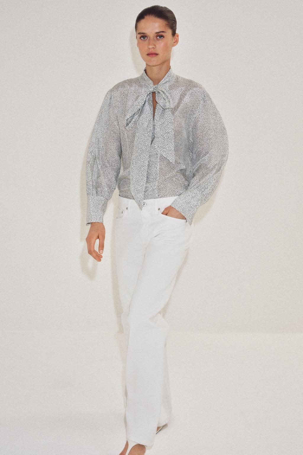 РУБАШКА В ГОРОШЕК С ЗАВЯЗКАМИ — коллекция Zara «ZW»