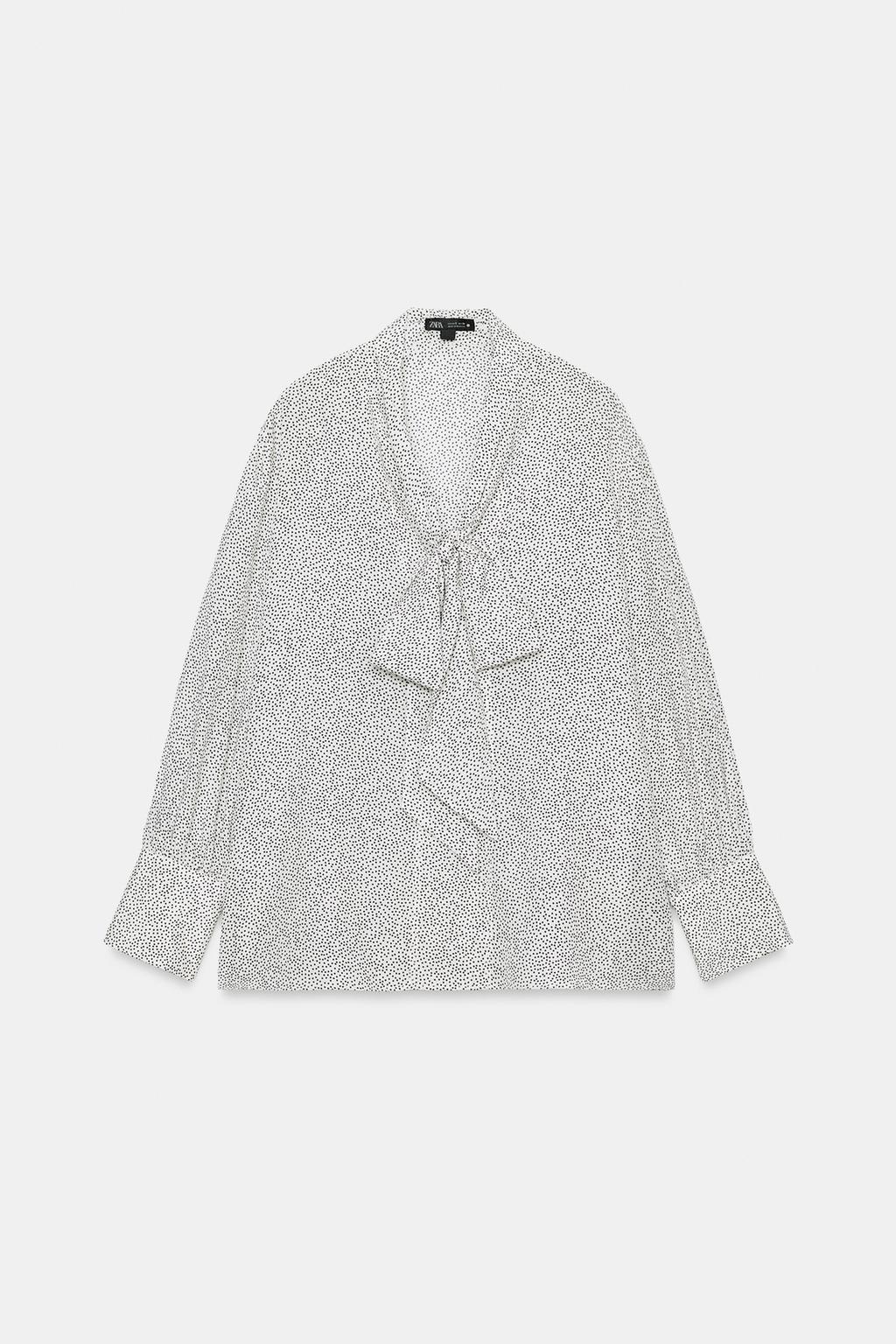 РУБАШКА В ГОРОШЕК С ЗАВЯЗКАМИ — коллекция Zara «ZW»