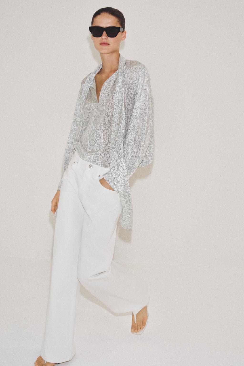 РУБАШКА В ГОРОШЕК С ЗАВЯЗКАМИ — коллекция Zara «ZW»