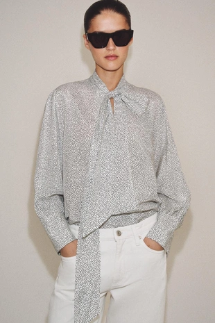 Рубашка в горошек с завязками — коллекция Zara «Zw»- Заказать в России