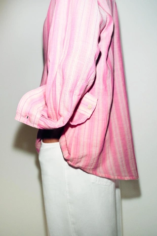 Объемная рубашка в полоску- Заказать в России