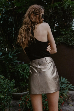 Мини-юбка из искусственной кожи- Заказать в России