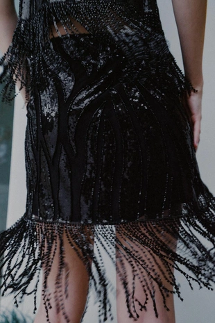 Юбка с бахромой и пайетками- Заказать в России