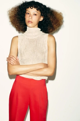 Брюки с высокой посадкой и молнией сзади- Заказать в России